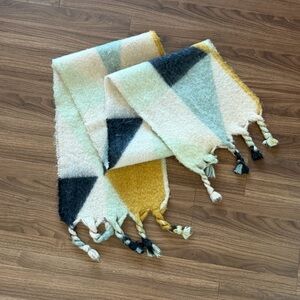 Geometric Patterned Scarf with Tassels